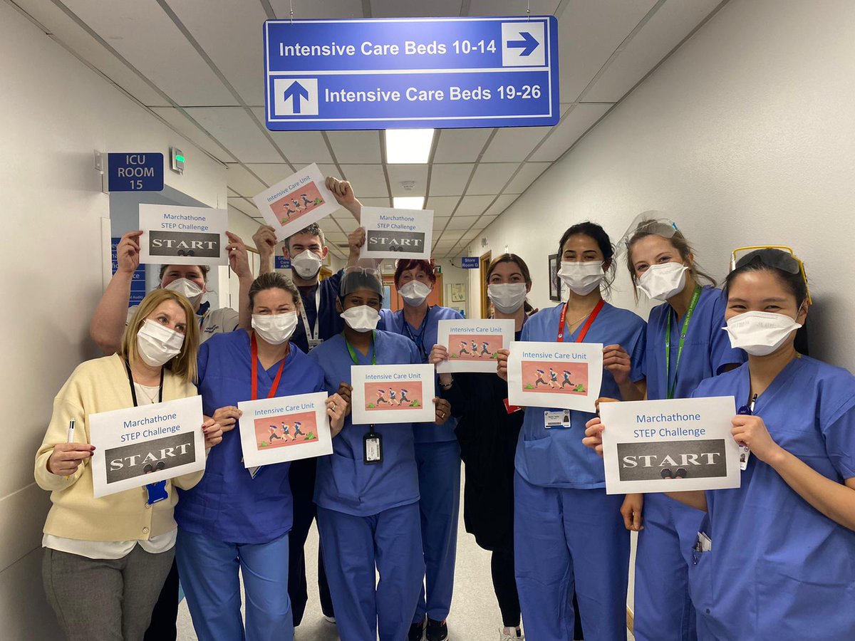 Wellness, fitness and work, thanks to the <a href="/stjamesdublin/">St James's Hospital</a> <a href="/SJ_ACC/">SJACC</a> ICU wellness team. Over 120 #criticalcare staff starting the Marchathon step challenge today #sjhnursing