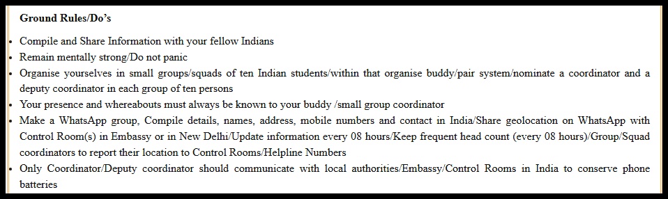 airnewsalerts's tweet photo. Defence Ministry issues advisory for Indians in Ukraine's Kharkiv, asks them to remain mentally strong &amp; compile and share information with fellow Indians. It asks Indians to organize in small groups, squads of 10 Indian students and within that, organize buddy or pair system. https://t.co/lQnIIGzoFO