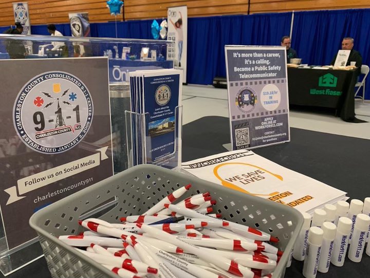 PDowd_911's tweet photo. Our Recruitment &amp; Public Education Divisions are attending SC Works Career Fair in Denmark, South Carolina today!
Start your process to join our team at https://t.co/KHvCGtmqzX today!
#WorkFor911 #WeSaveLives #SCWorks #chsjobs https://t.co/ngyQ0uAako