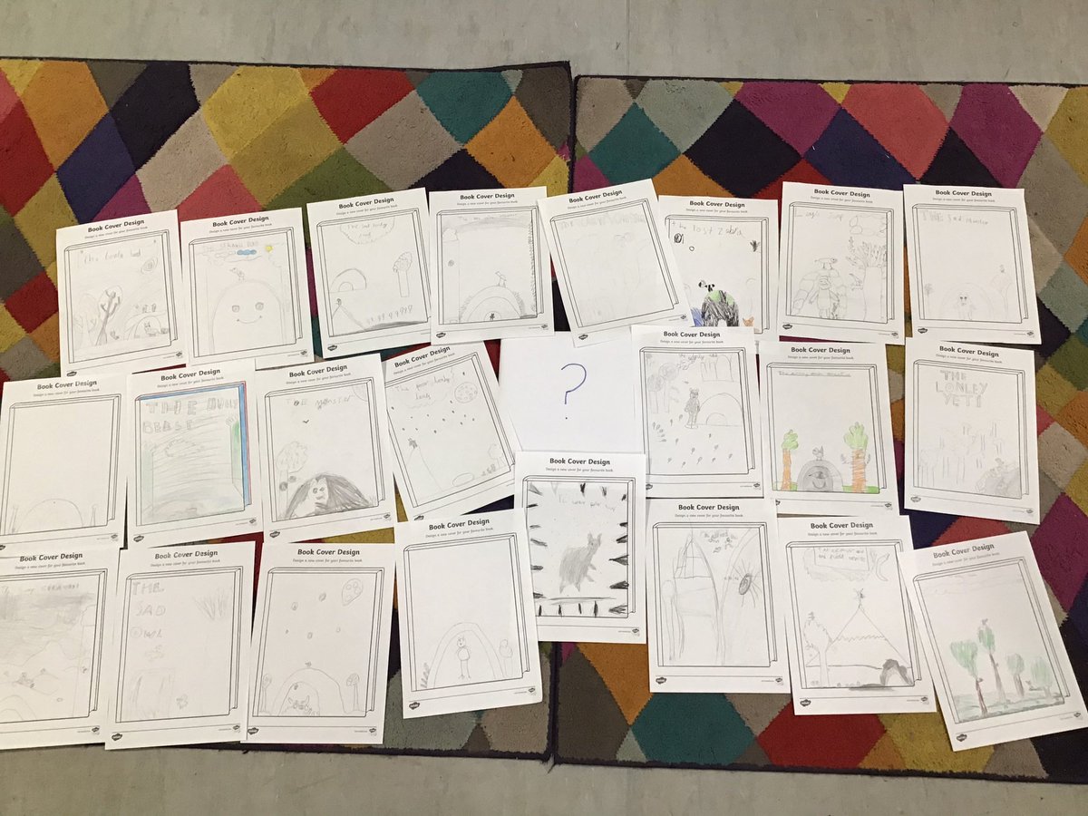 MissParrisKMPA's tweet photo. We have had a lovely day for World Book Day! The front cover of our story was hidden so we created our own front cover using clues from the book. We have also listened to some amazing stories and shared our favourite books #WorldBookDay  #kestrelslovetoread @kestrelmead https://t.co/w3fsFGonOL