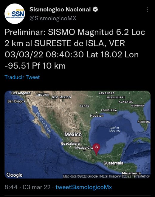🔴🔴🔴 #SismoDetectado La mañana de este Jueves se activaron las Alertas sísmicas al registrarse un sismo preliminar de 6.2 grados
<a href="/SismologicoMX/">Sismologico Nacional</a>