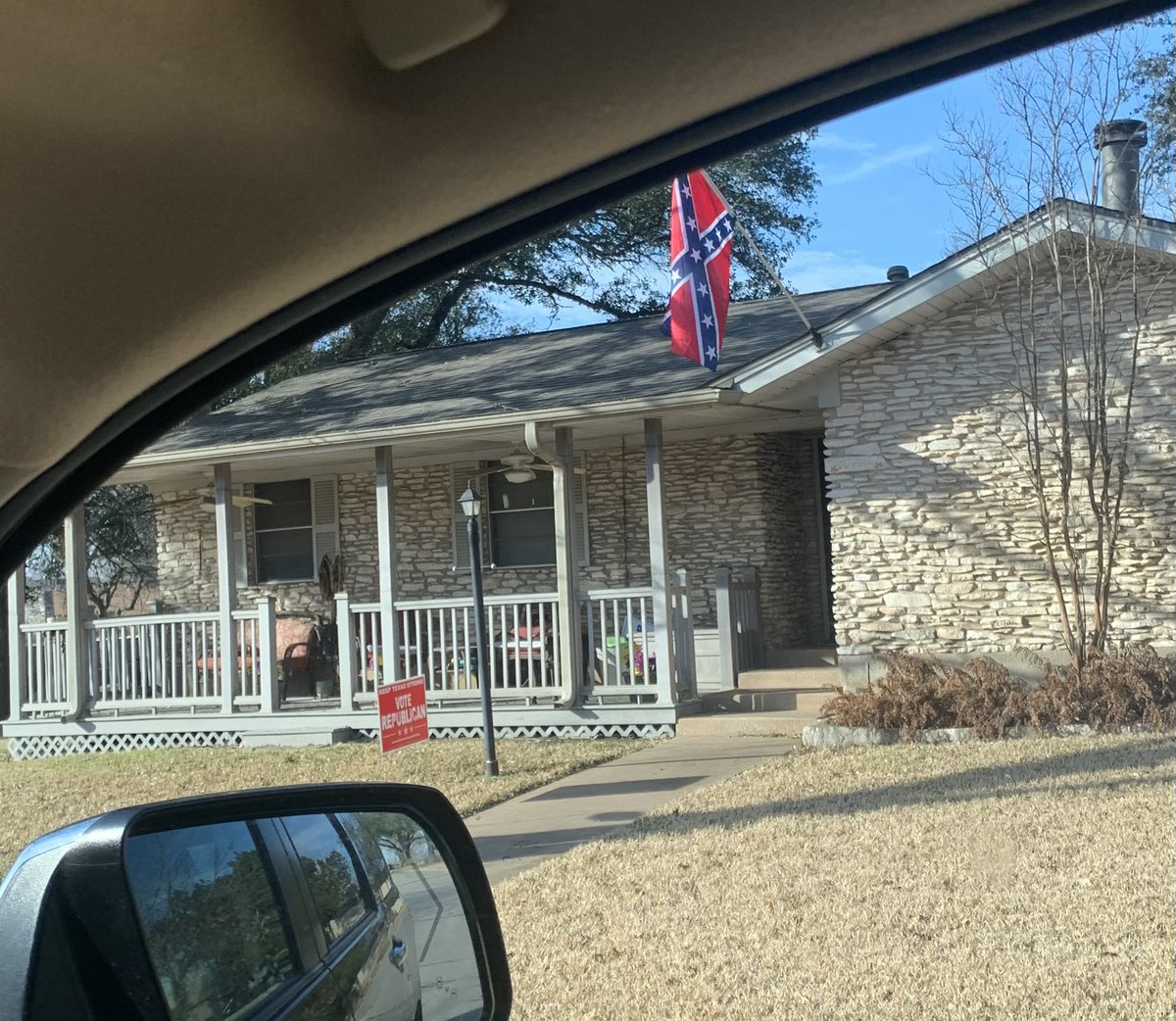 On Mesquite Lane in Georgetown Texas, a neighbor two miles from my house has proudly and clearly explained what it means to vote republican… thoughts?