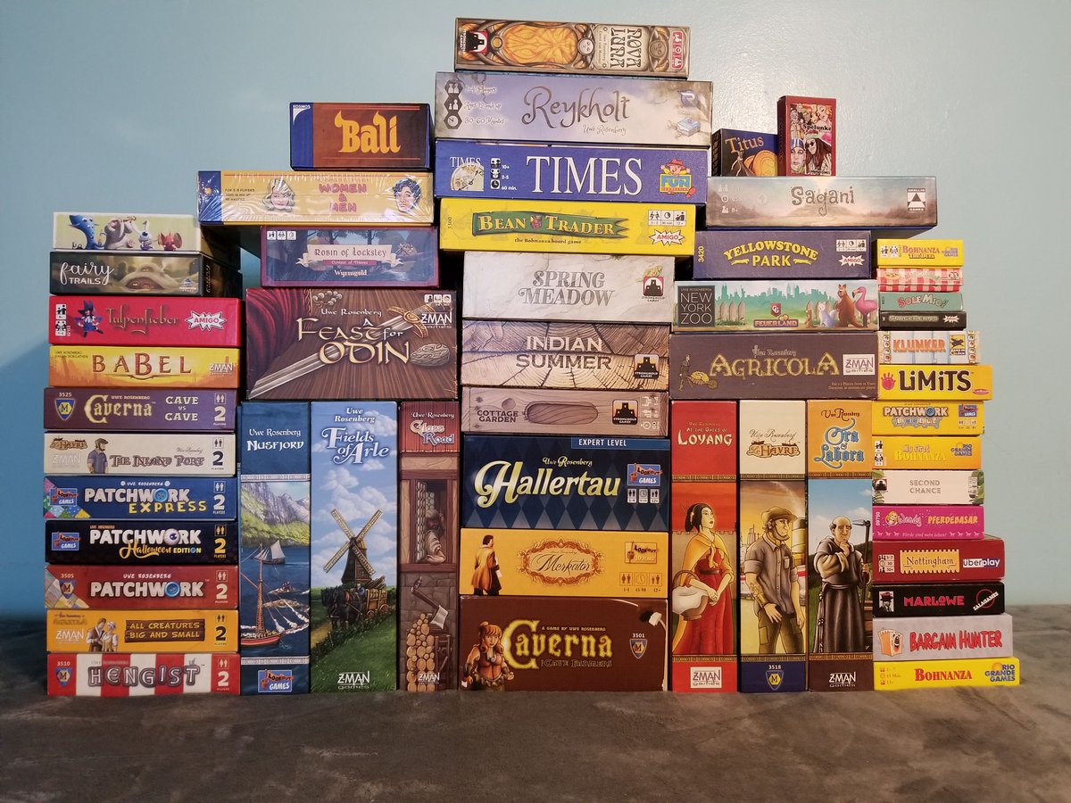 Setting up for this photo was very satisfying. With the recent acquisition of Tulpenfieber, I thought it was about time to show off my #UweRosenberg collection.