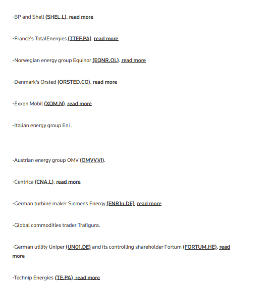 lugaricano's tweet image. No sólo es Sánchez. También nuestras empresas van detrás. 

Abandonan Rusia la moda, de H&amp;amp;M a Adidas; industriales de BMW a Airbus; energía de BP a Shell; tecnológicas de Apple a Oracle, etc. 

NINGUNA empresa española. ¿Dónde están Inditex, Repsol, etc.?

reuters.com/business/corpo…
