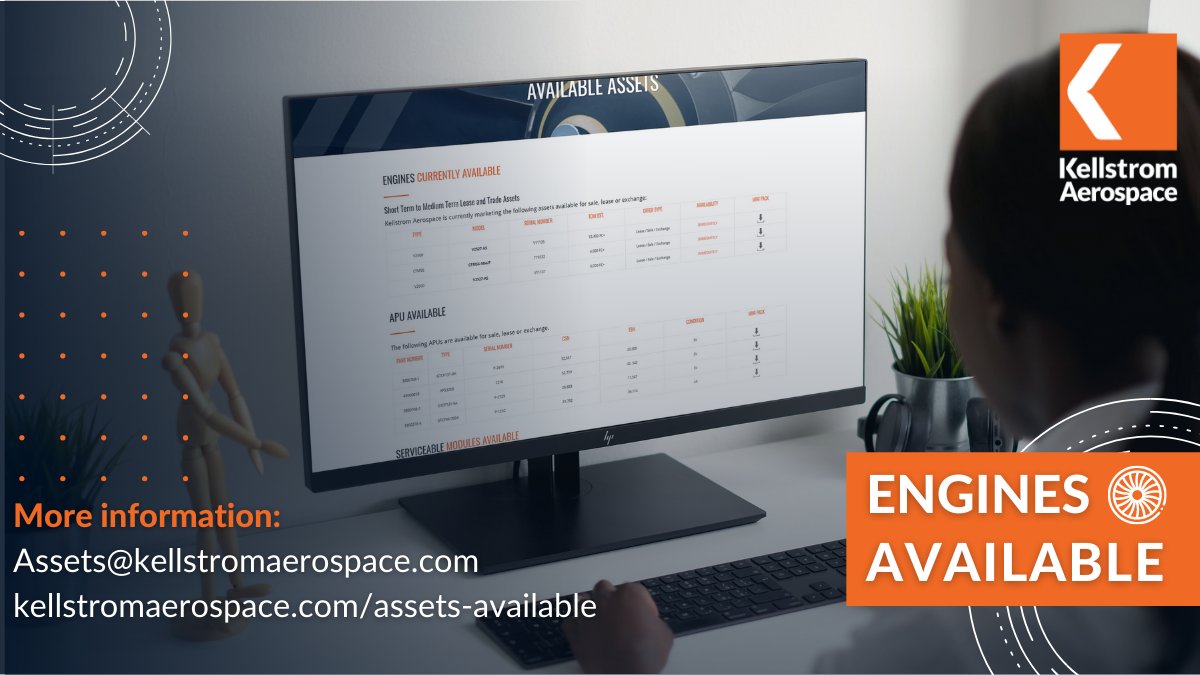 KellAero's tweet image. Discover our latest engines available for lease, exchange or sale by visiting bit.ly/35NIZVd. Interested in a specific engine? Please send us your inquiry at assets@kellstromaerospace.com.

#EngineLeasing #Aviation #AviationIndustry #Airlines #Lessors #CFM56 #V2500