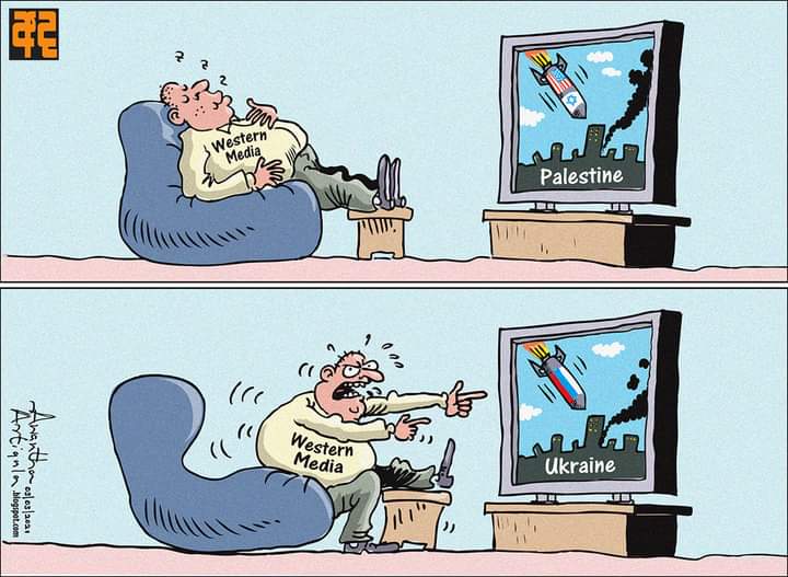 KashifRazaa's tweet photo. Hypocritical behavior of western Media precisely and perfectly depicted.
#RussianUkrainianWar https://t.co/gLcUC8djce