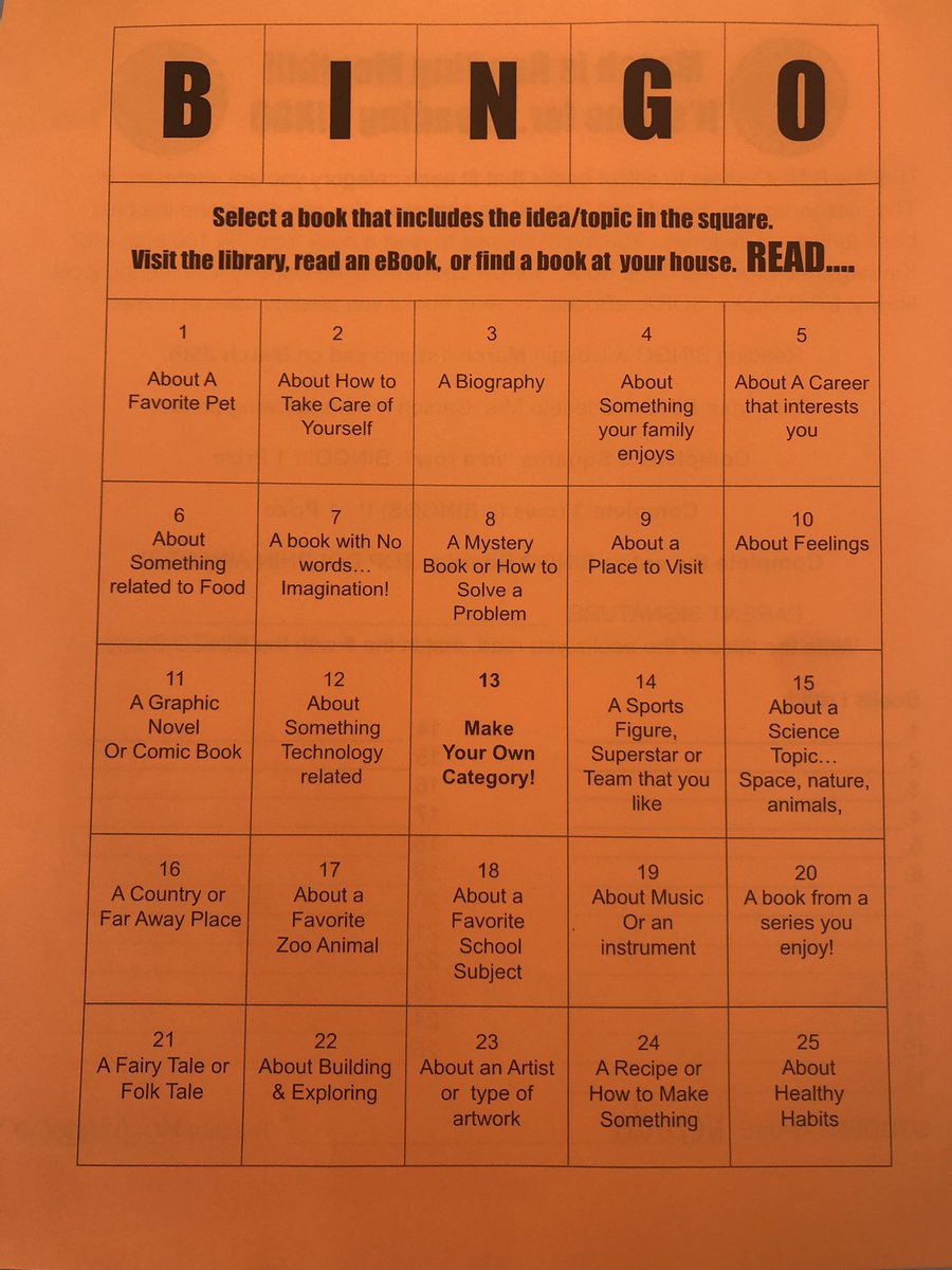 March is Reading Month BINGO!