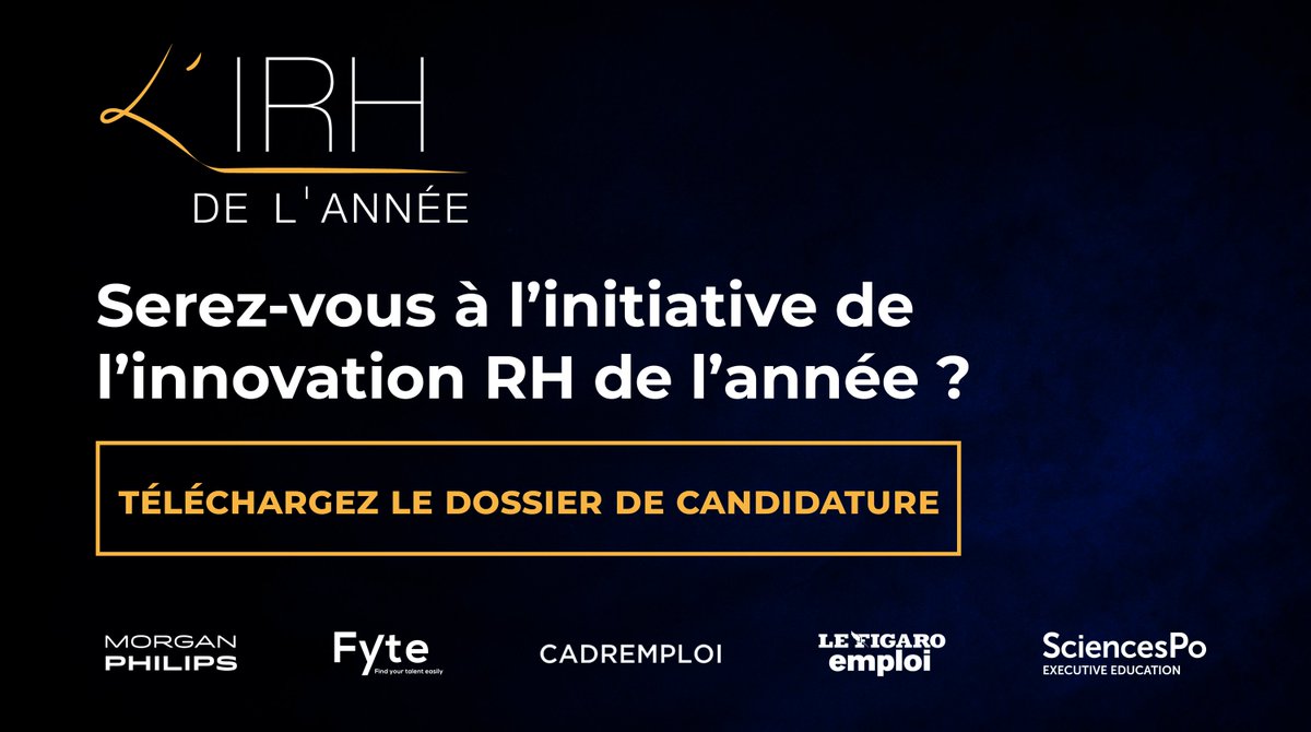 📄 Les inscriptions pour le prix de l'#Innovation RH de l'année 2022 sont ouvertes jusqu'au 31 mars 2022 !

🏆Il récompense une équipe #RH pour ses réalisations et ses démarches originales et ambitieuses.

Téléchargez le dossier de #candidature✍️ : bit.ly/3gB4yKU