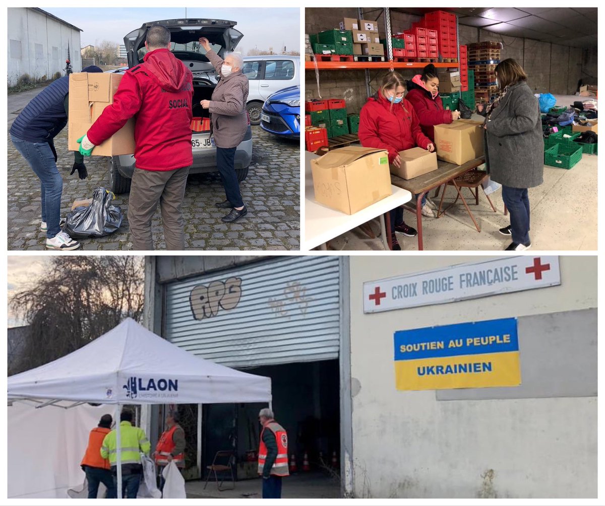 🇺🇦 SOLIDARITÉ POUR L'UKRAINE
▶️ Depuis ce matin, les 1ers dons arrivent au local de la Croix Rouge 
▶️ Sur place, les équipes du CCAS et de la Croix Rouge stockent, trient et préparent les dons pour le départ d'un 1er convoi le 9 mars. 
Merci aux Laonnois pour leur générosité