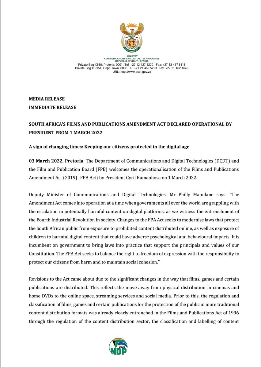 Dept of Communications & Digital Technologies on Twitter "SOUTH AFRICA