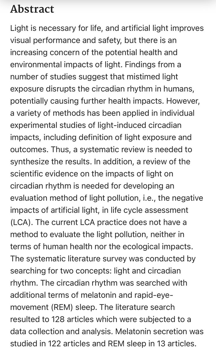 Systematic review of light exposure impact on human circadian rhythm  https://pubmed.ncbi.nlm.nih.gov/30311830/ Full link to paper:  https://sci-hub.st/tree/4a/ef/4aef28d543f5847a5183f67e5fc9d699.pdf