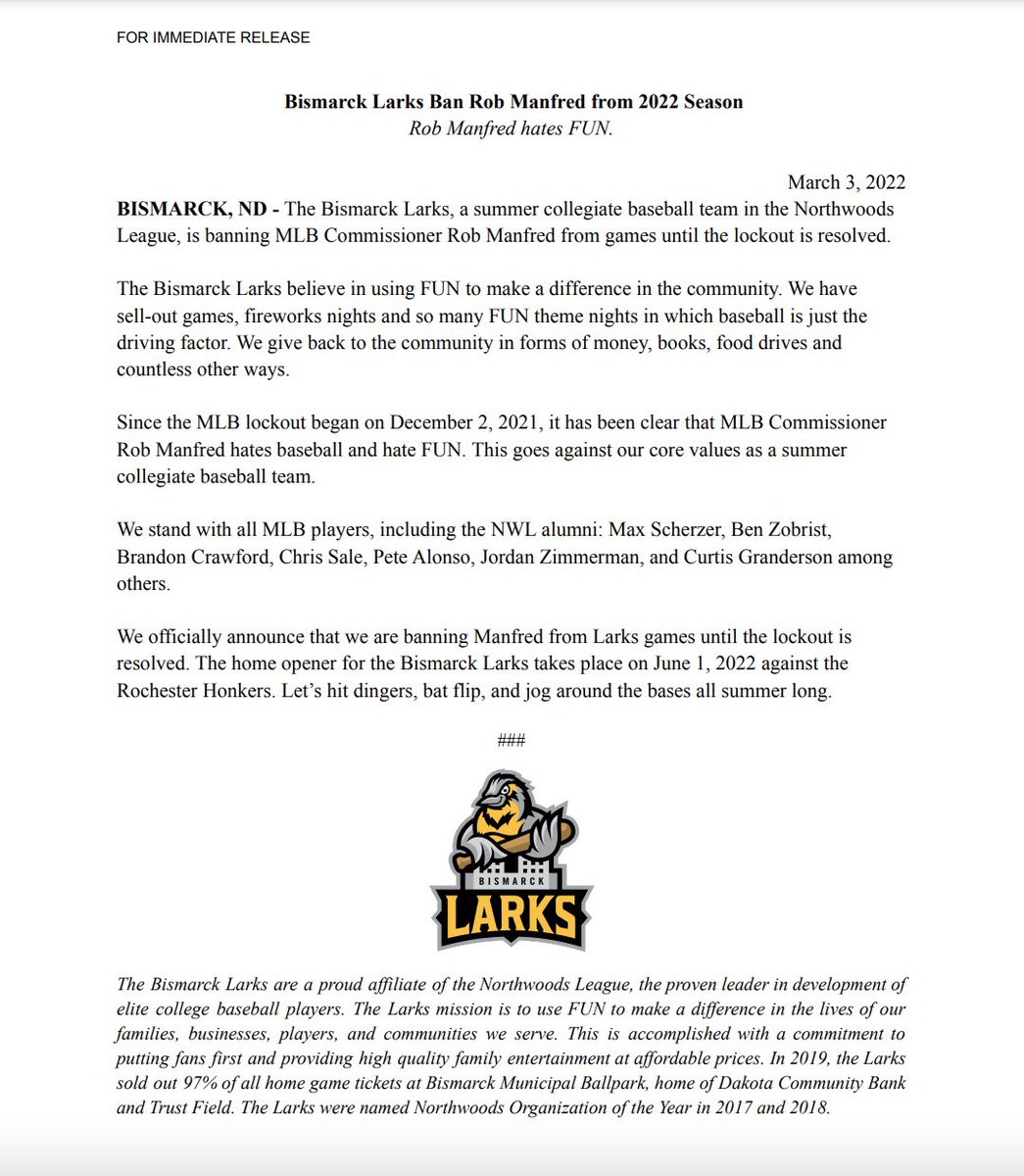 Bismarck Larks tweet media