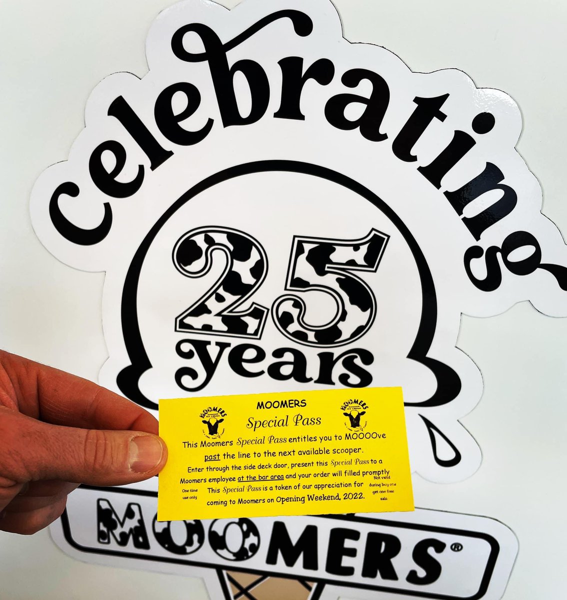 Moomers Special “Golden” Passes are only available this Friday, Saturday &amp; Sunday.  #iykyk #moomers #goldenticket #icecream #openingweekend #onetimeuseonly #opendaily #year25 #tcmi #puremichigan