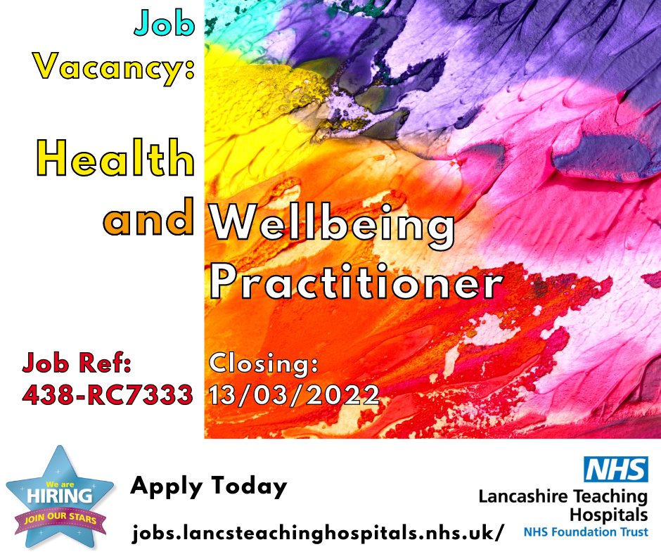 Lancashire Teaching Hospitals Jobs 💙 on Twitter "Job Vacancy Health