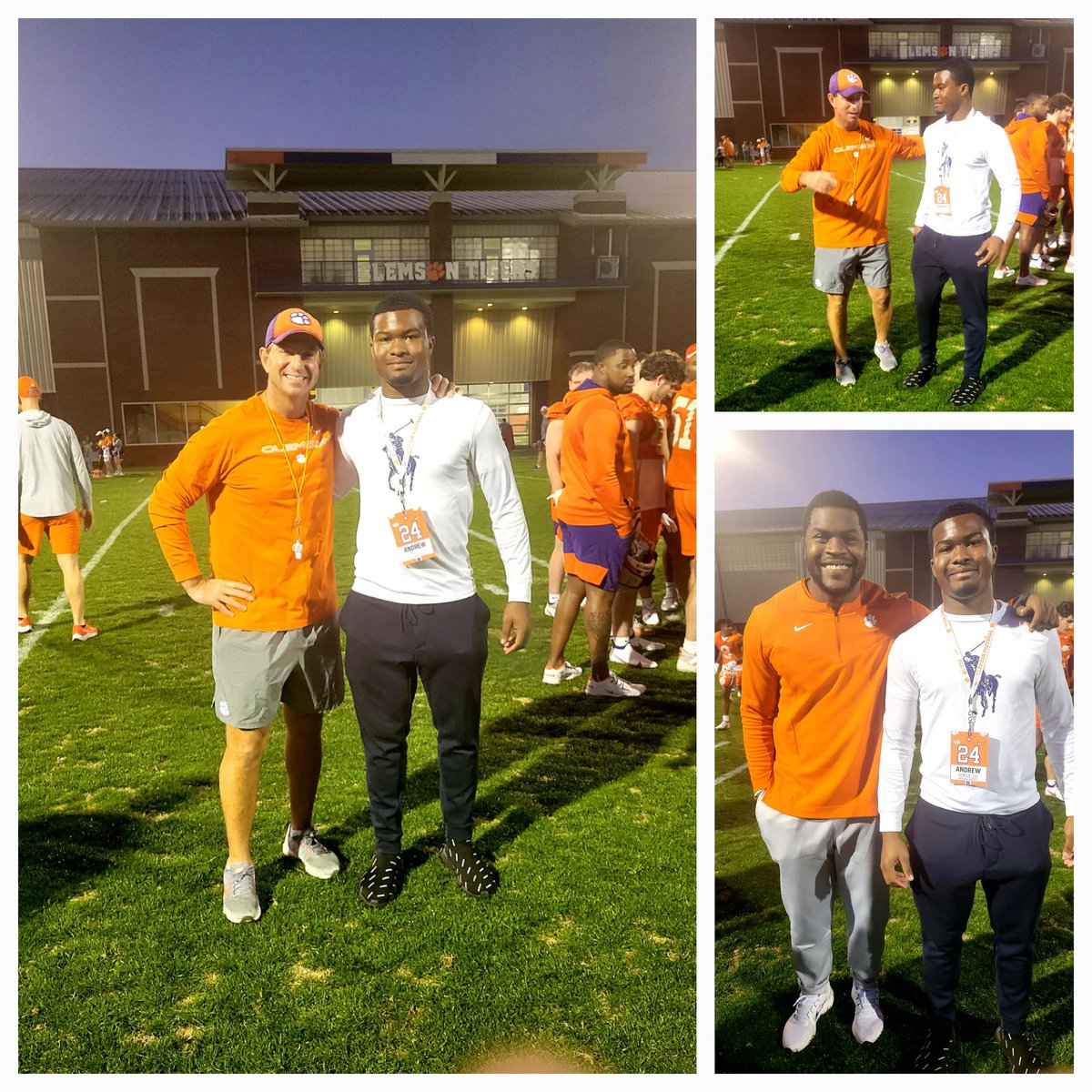 AndrewHinesIII1's tweet photo. Had a great visit at Clemson. Appreciate Coach Swinney and staff for the VIP treatment and family vibe. #GreatEnvironment 🐅
@The_Real_Dabo @WesleyGoodwin @Clements_TJC @stephoneanthony https://t.co/0rzKofzyRE