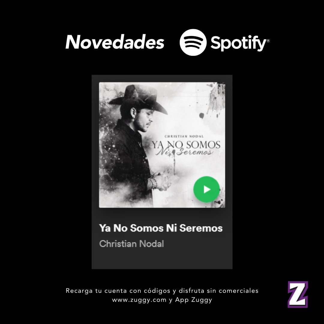 zuggymx's tweet photo. La ruptura del año, y no es casualidad que esta canción sea la más escuchada en México... ¿O si?🤔 #christiannodal #yanosomosniseremos 

Recuerda que puedes recargar tu cuenta premium de #Spotify en https://t.co/u5kKiYCD9Q y app zuggy.📲
#nodeli #musica #zuggy #domingodebajon https://t.co/k5498BC3hq