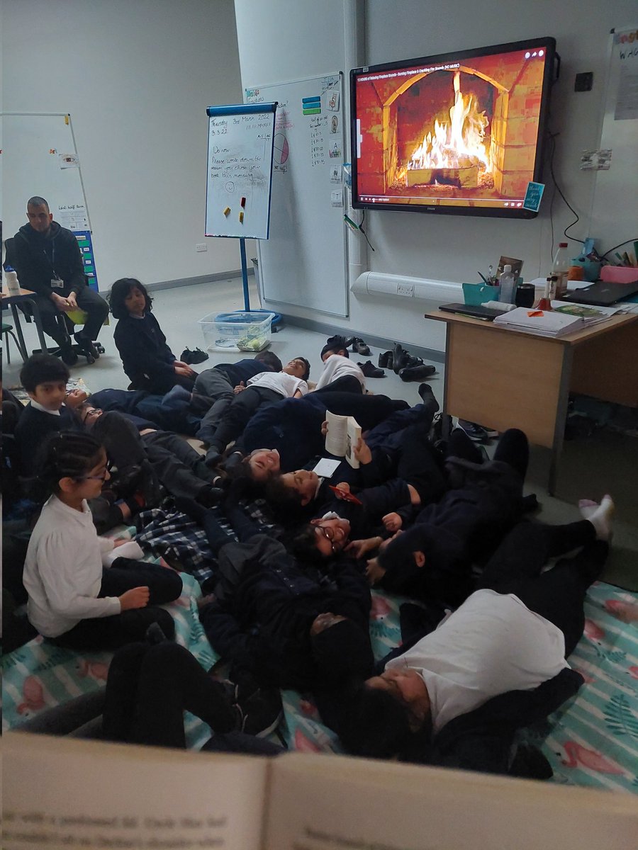 DMN_Y4's tweet photo. We put the fire on, snuggled up on our blankets and turned the lights off to read our class book Beetle Boy by the magnificent @MGLnrd as part of our World Book Day celebrations. We had lots of ideas about the lemon ladybird in the vault! #worldbookday2022 #unity @dixonsmnp https://t.co/8ZqwKesFtg