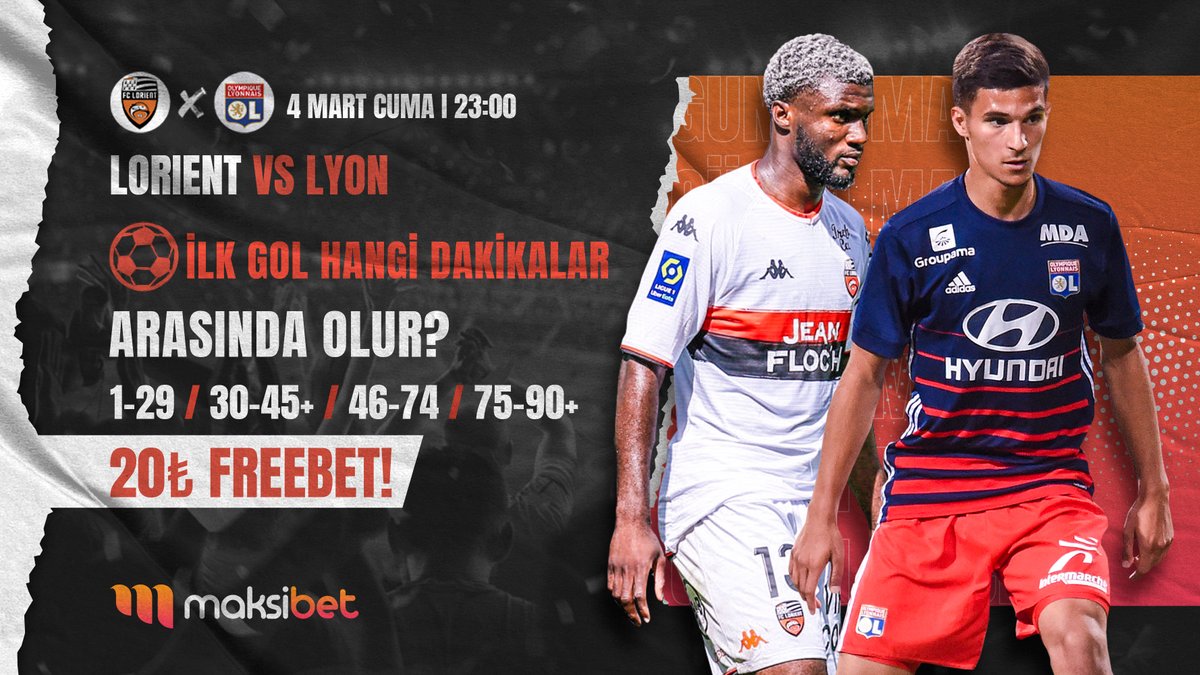 🇫🇷 Lorient  🆚 Lyon

🎁🤑 İlk Gol Hangi Dakika Aralığında Olur

🎲1️⃣➖2️⃣9️⃣
🎲3️⃣0️⃣➖4️⃣5️⃣+ İlk Yarı Sonuna Kadar
🎲İkinci Yarı 4️⃣6️⃣➖7️⃣4️⃣
🎲7️⃣5️⃣ ➖9️⃣0️⃣+

🎯Doğru Bil 20₺ BONUS Kazan

📍RT+FAV+ 5 Arkadaş Etiketle

🖍Etkinlik Katılım Formu: bit.ly/MaksibetForm