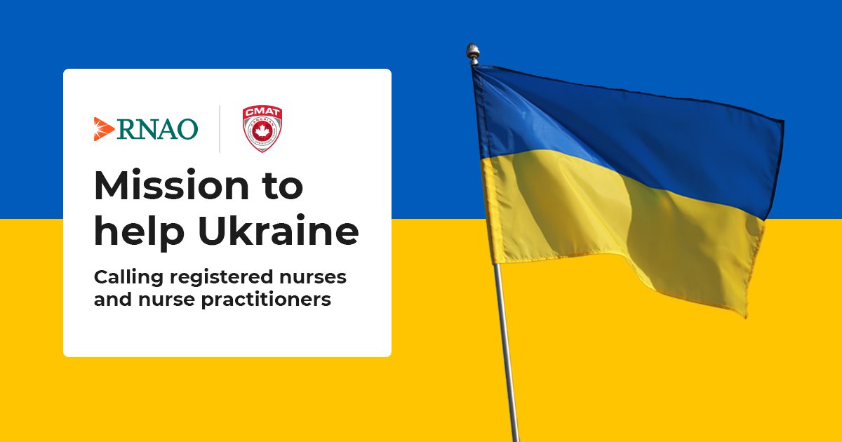 RNAO's tweet photo. In response to the unfolding humanitarian crisis in #Ukraine, RNAO is partnering with @CMATeams to send volunteer RNs &amp; NPs to #Poland. 

Many refugees are arriving in Poland from Ukraine and they need our help.

Act now: https://t.co/tUlEKhPTIs https://t.co/m0GLUk9tFt
