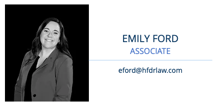 hfdrlaw's tweet photo. The firm is delighted that Emily Ford has joined our team as an associate attorney. 

As a West Virginian by choice, Emily graduated from WVU College of Law, where she won the 2019 Baker Cup Oral Advocacy Competition and served as an officer in the Lugar Trial Association.

1/ https://t.co/NTwxQGBxwD