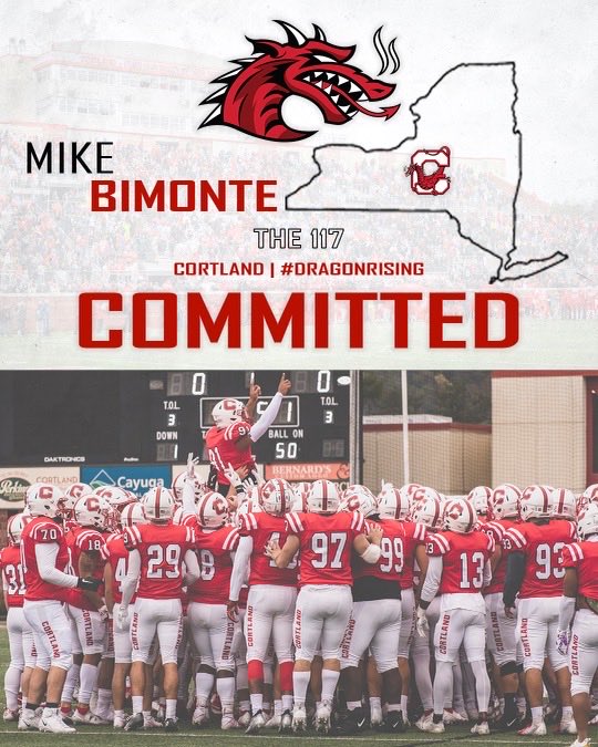 BimonteMichael's tweet photo. I would like to announce my commitment to suny Cortland university to continue my academic and athletic careers thank you to my teammates and coaches ⁦@DominickLepore1⁩ ⁦@Cody_High⁩ can’t wait for the next chapter ⁦@Coach_Curran3⁩ ⁦@_CoachFitz⁩ Go dragons. https://t.co/5Jfqzi0Ivt
