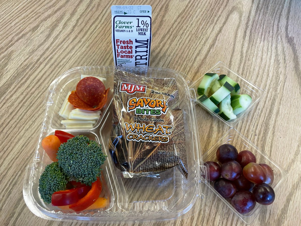 NMPSFoodService's tweet photo. INTRODUCING...our NEW Charcuterie lunch. This new item includes Cheese Cubes, Pepperoni Slices, Assorted Fresh Vegetables &amp; Whole Grain Crackers.  Students can also choose additional vegetables, a fruit &amp; milk. @HPS_CT @NES_CT @SNIS_CT @nmps_supt #CharcuterieSchoolLunch https://t.co/q1tQNZqM5o