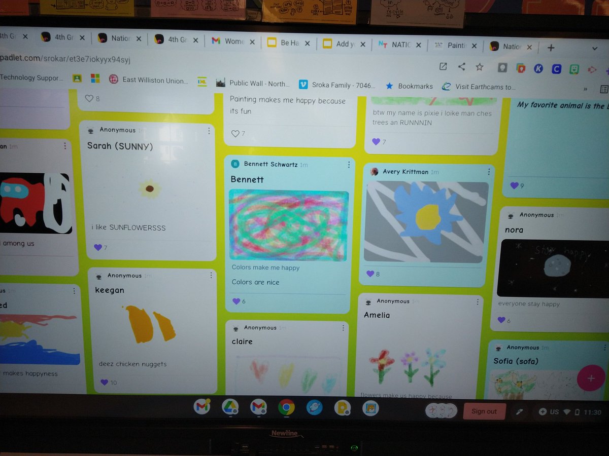NSComputerTech's tweet image. @NSComputerTech today 3/3 is #NationalbeHappyDay . 2nd, 3rd & 4th grade ss used Google canvas to draw digital pictures to share with their classmates in @padlet. To get our SS inspired we danced to Happy by Pharrell Williams.
@EWSDTech
@NorthSideEW