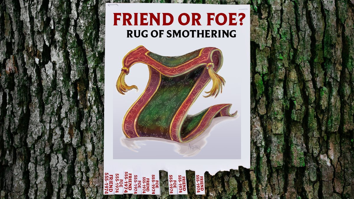 D&D Beyond on X: You've never had a friend (or foe) like this! In today's  #FriendorFoe we would like to introduce you to the Rug of Smothering. Its  hugs could be deadly