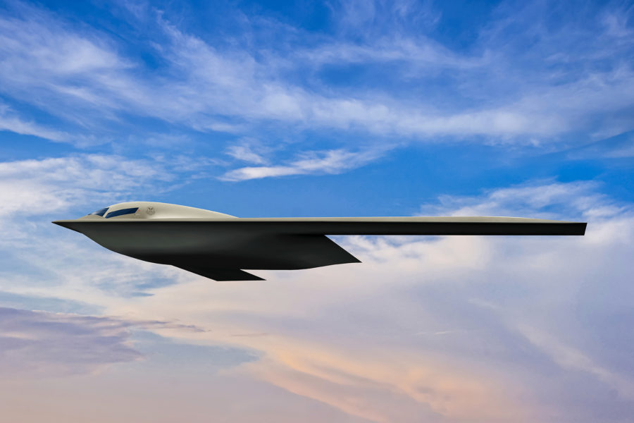 ASForcesMag's tweet photo. The first B-21 expected to fly is largely assembled and has moved to a calibration facility, in one of the last steps before powering systems and making final checks ahead of first flight, Rapid Capabilities Office Director Randall Walden reported. #AWS22 https://t.co/NSRgayAREQ https://t.co/fiqsPQHdoX