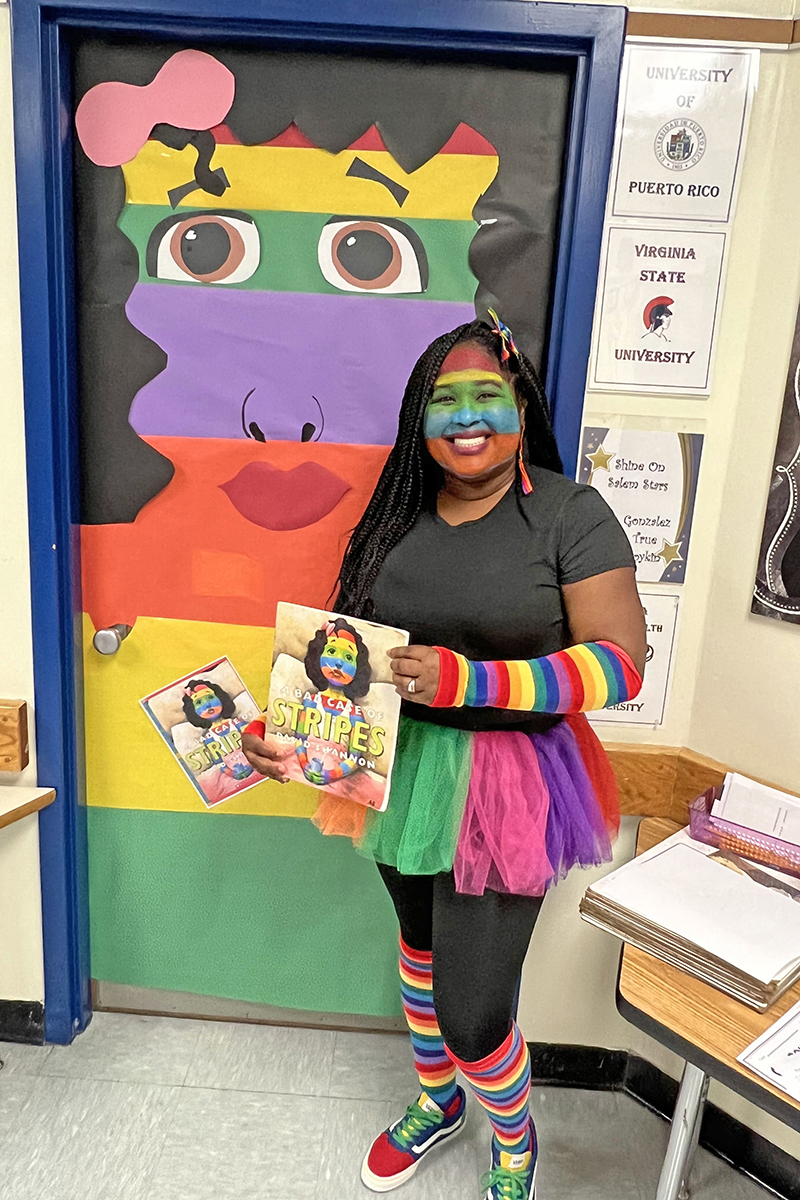 oneccps's tweet photo. Salem Church Elementary celebrated #ReadAcrossAmerica in a big way, including a decorate-your-classroom-door-as-a-book contest and inviting in guest readers. #oneCCPS @SCESStars https://t.co/kYIJq0XQRZ
