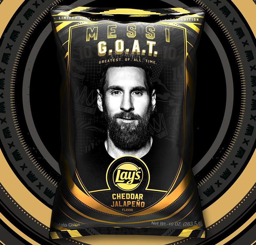 packagingdigest's tweet photo. #soccer superstar Lionel Messi featured on Lay's limited-edition G.O.A.T Cheese Flavor Series #packaging #foodpackaging #packagingdesign https://t.co/o6nvO2x3BF https://t.co/Em0Snio4iE