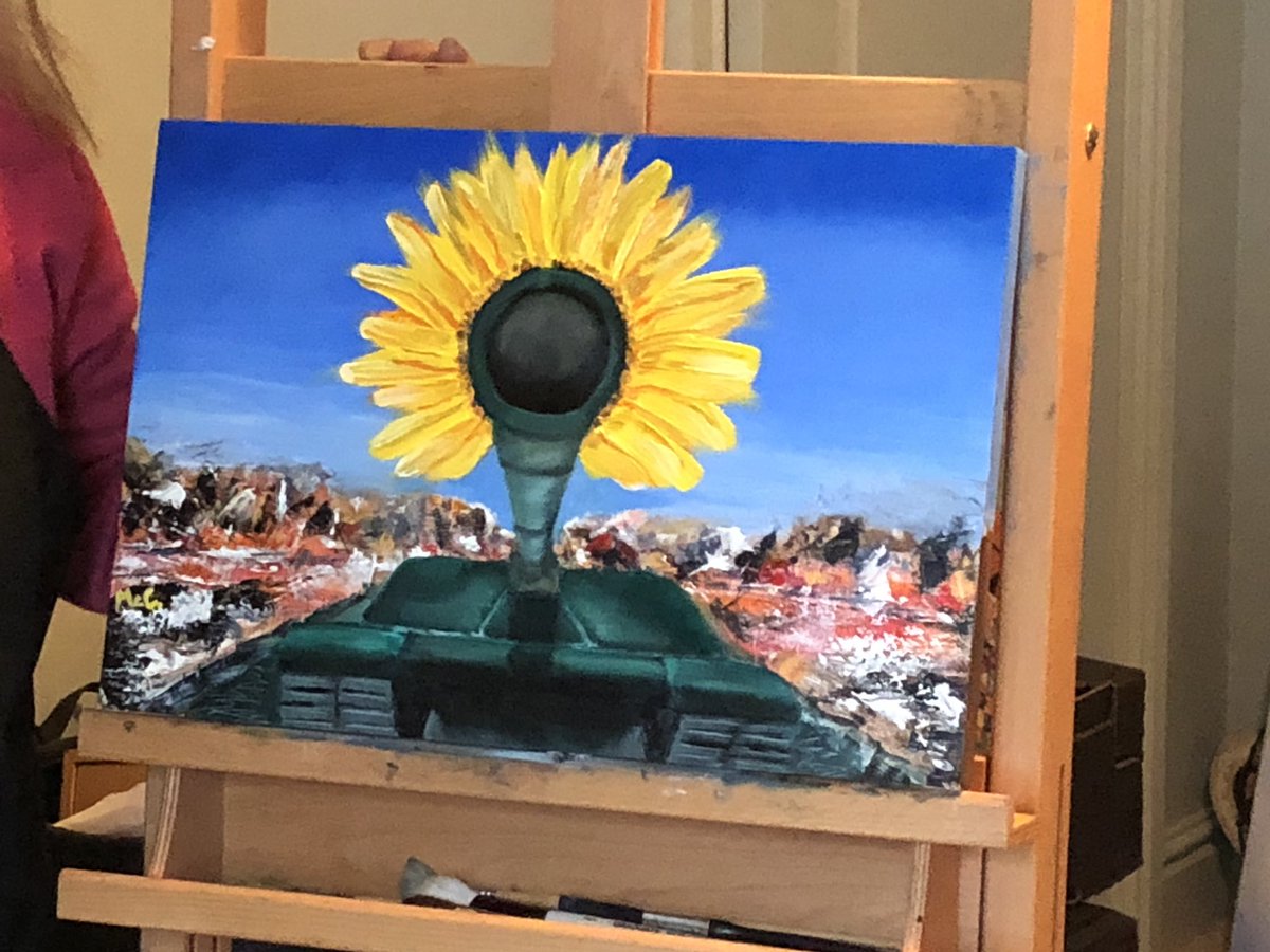 Painted today. Ukraine staring down the barrel of a Russian gun. Stay strong Ukraine! #StandWithUkraine️