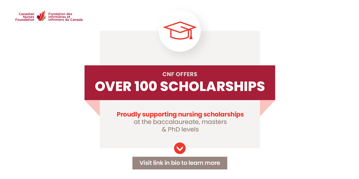 CNF offers 100+ scholarships in support of nursing education. Learn more about our scholarships and apply today: cnf-fiic.ca/scholarships/

#nurses #scholarships