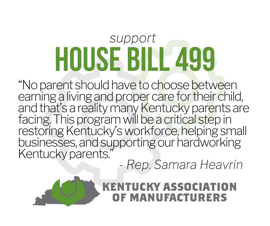 It’s time to address Kentucky’s childcare shortage. Rep. Heavrin’s #HB499 creates a public-private partnership for an innovative new program to help parents afford quality care so they can get back to work. With 55 cosponsors, it’s time to hear the bill in committee. #kyga22