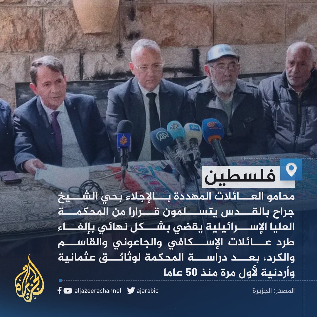 AJArabic's tweet image. الوثائق العثمانية والأردنية أكدت زيف أوراق الجمعيات الاستيطانية التي تدّعي ملكية الأرض.. عائلات #حي_الشيخ_جراح تنتزع قرارا يمنع طردها من منازلها إلى الأبد