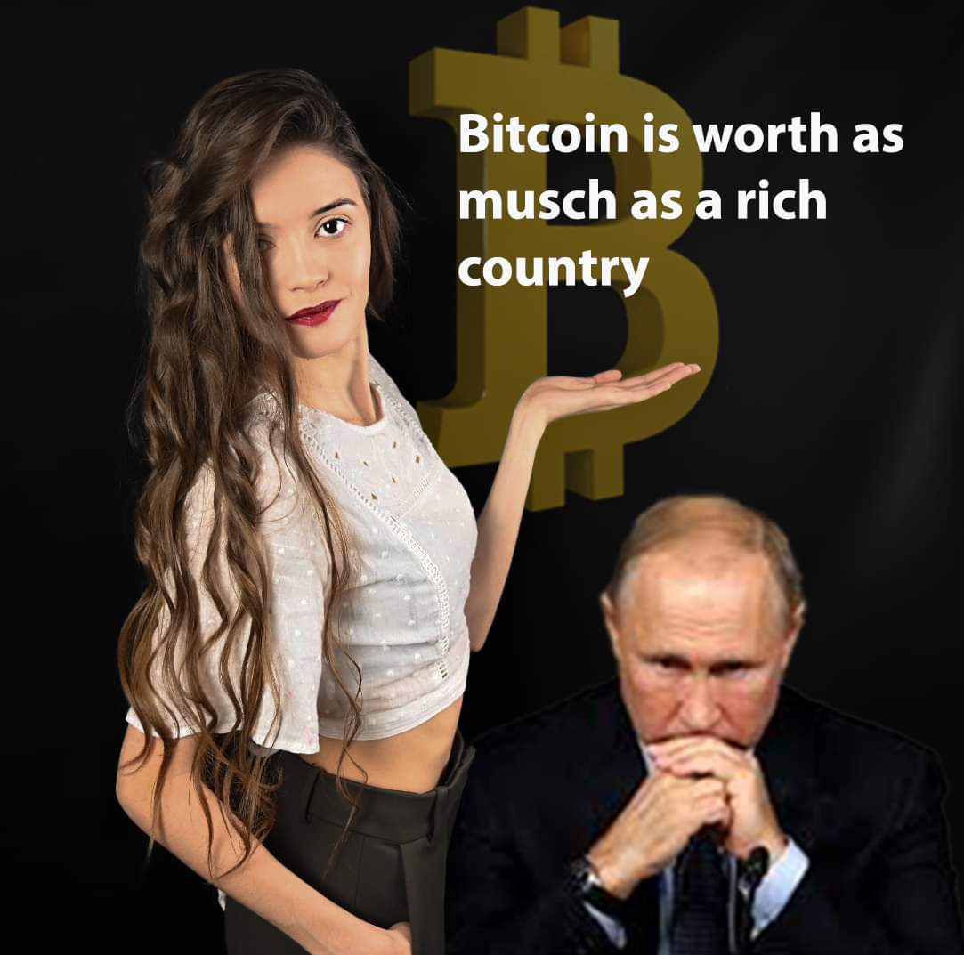 Lady_crypto_gem's tweet photo. @SwaGerrrR @Russia @Putin 1 for #bitcoin 0 for Putin! https://t.co/CHW2MBoAQX