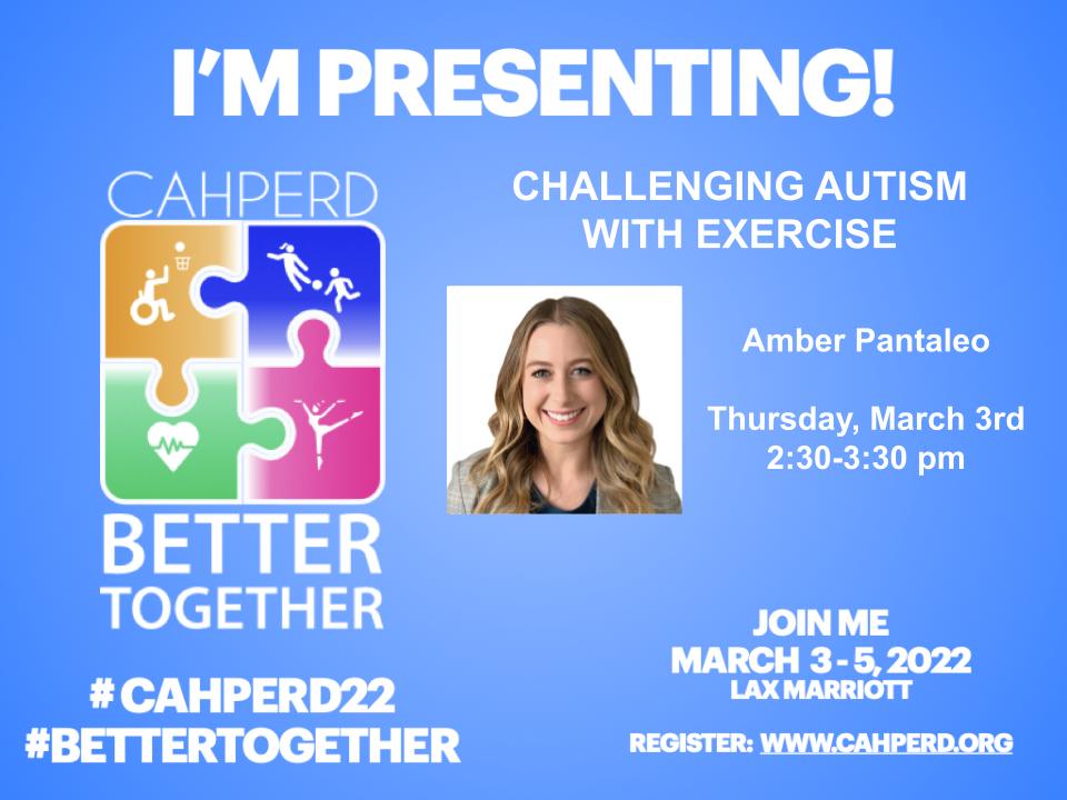 ExerciseConnect's tweet photo. Check it out! Over the next two days, Coach Amber will be presenting on autism and inclusive exercise at #CAHPERD22!  Stop by her sessions to learn how you can support your students in making the exercise connection 💪  #BETTERTOGETHER
@Amber_Pantaleo https://t.co/5lEgnKXJxT