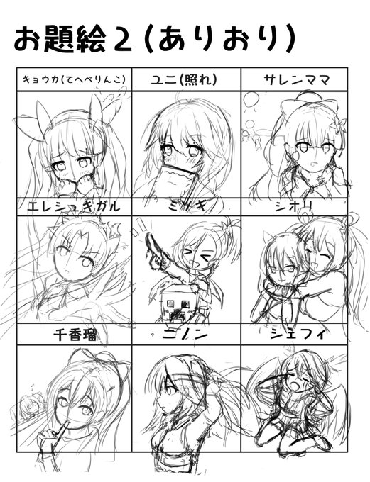 ざっくりとしたラフできましたー!!いい感じに見え、、、見えてくれー!

いろんな構図練習に、いろんなポーズや顔の角度にしてみたけどよい練習なりましたね。横顔わかんなくてニノン苦労した 