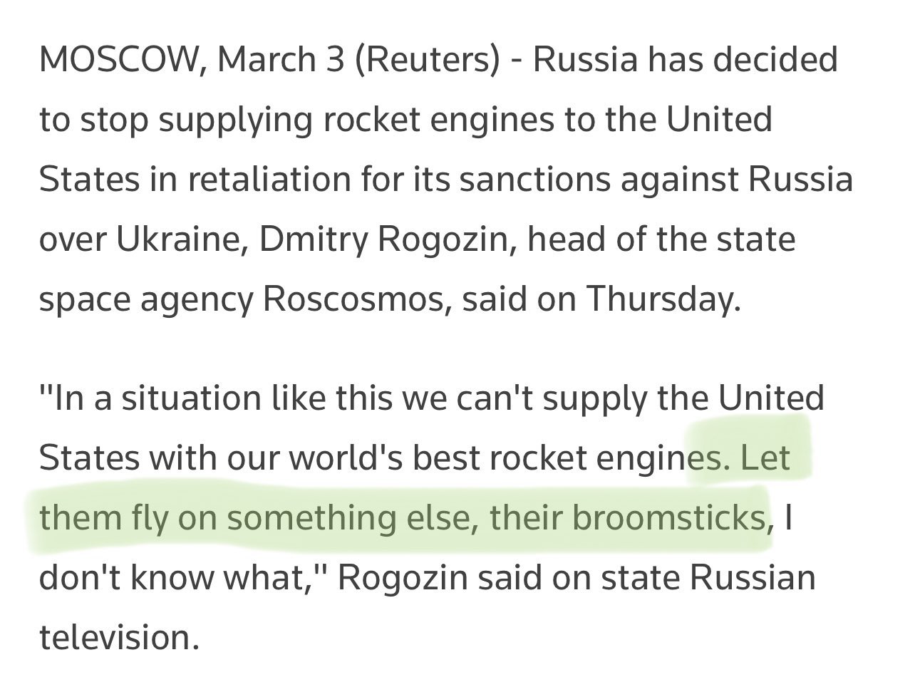 Re: [新聞] 俄羅斯宣布不再賣火箭發動機給美國，嗆：