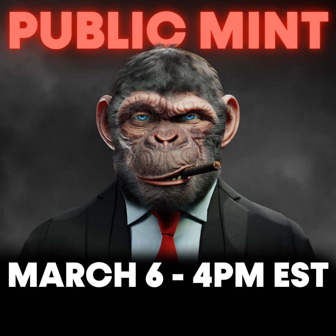 Hi Smart Beast Fam. 🧠🐵

Raffle has sold out, we want to thank all the Beasts who have join this amazing journey! 🔥

A public mint is planned on Sunday March 6th 4PM EST (10PM CET).

Now be ready to take off. Many announcements are coming in the next days. 🚀