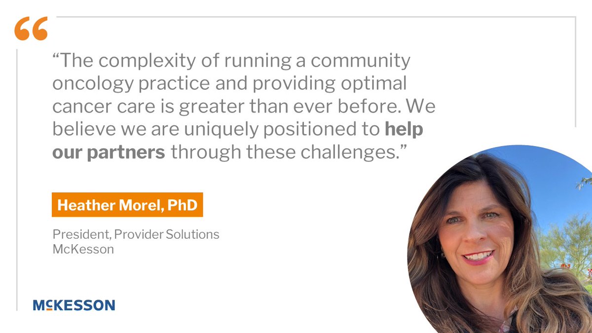 McKesson's tweet photo. The landscape for community oncology is rapidly changing, driven largely by the lasting impacts of COVID-19, telemedicine and precision medicine. Read the top trends impacting community oncology and how we're helping these critical care sites succeed: https://t.co/rmARP3L9Gg https://t.co/cbPFjof9SH