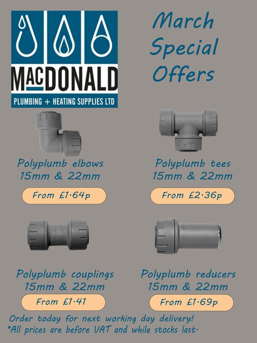 Macdplumbsupply's tweet photo. MARCH MADNESS!!!
Don't miss out on our special offer for this month, only available while stock lasts.
Polyplumb at up to 61% off of list!
https://t.co/K9kRBnF0V6
@PolypipeTrade
#Polyplumb
#WeHaveWhatYouNeed
#plumbers https://t.co/1NydiuuX9y