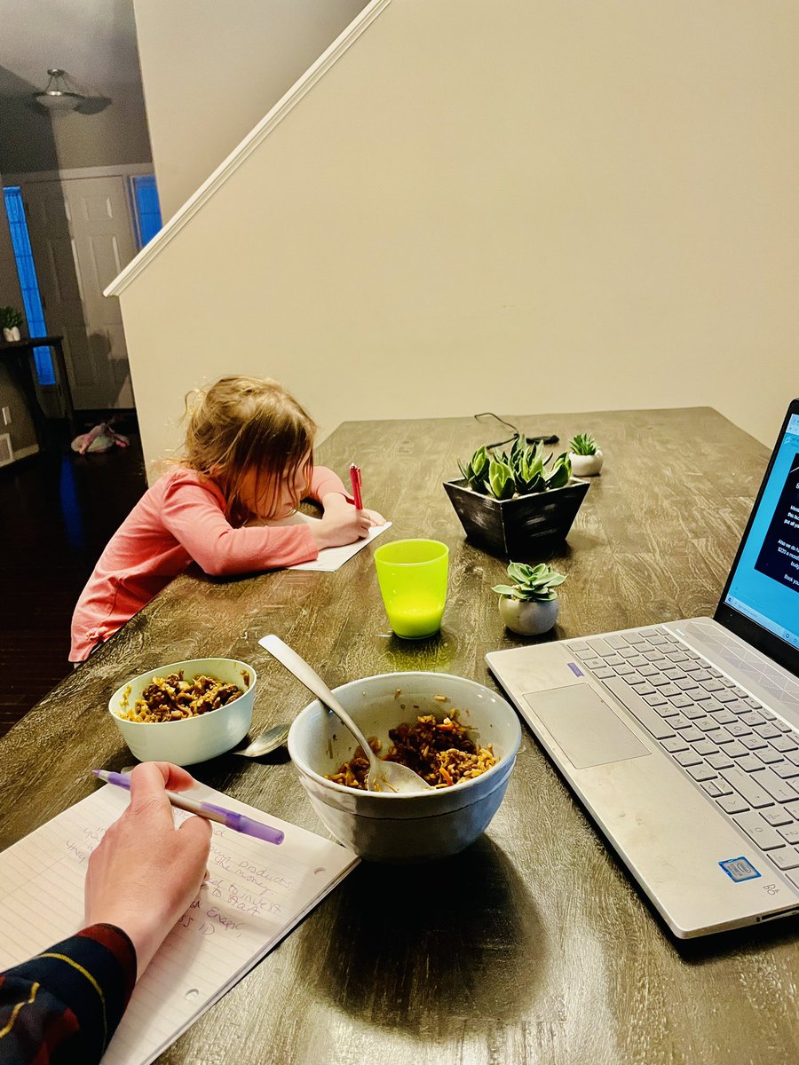 katiekn58's tweet photo. Business as usual! Our Wednesday night’s look like this,watching our weekly Mastermind @ dinner time and taking notes! These sessions are so informative and us girls have made this into a fun Wednesday night routine. 
#Wednesday #webinar https://t.co/WaJjJ4Jg4F