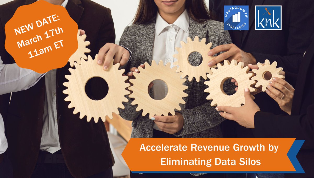 knkPublishing's tweet photo. ***New Date Announced***

We have a new date for our webinar with MediaGrowth!

Join us March 17th at 11am when CEO Sebastian Mayeres will discuss data silos: what are they, what problems do they cause, and how to get rid of them.

Register today:
https://t.co/mkfjqEDe4D https://t.co/QQHrtAndIV