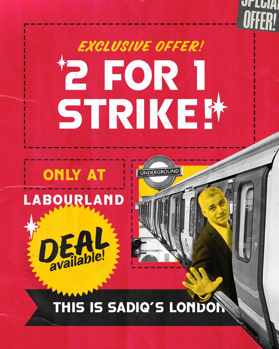 OliverDowden's tweet image. It's a double whammy for Londoners this week, as Sadiq's strikes cause misery for commuters yet again.

This is Sadiq Khan's London.

Chaotic. Congested. Closed.