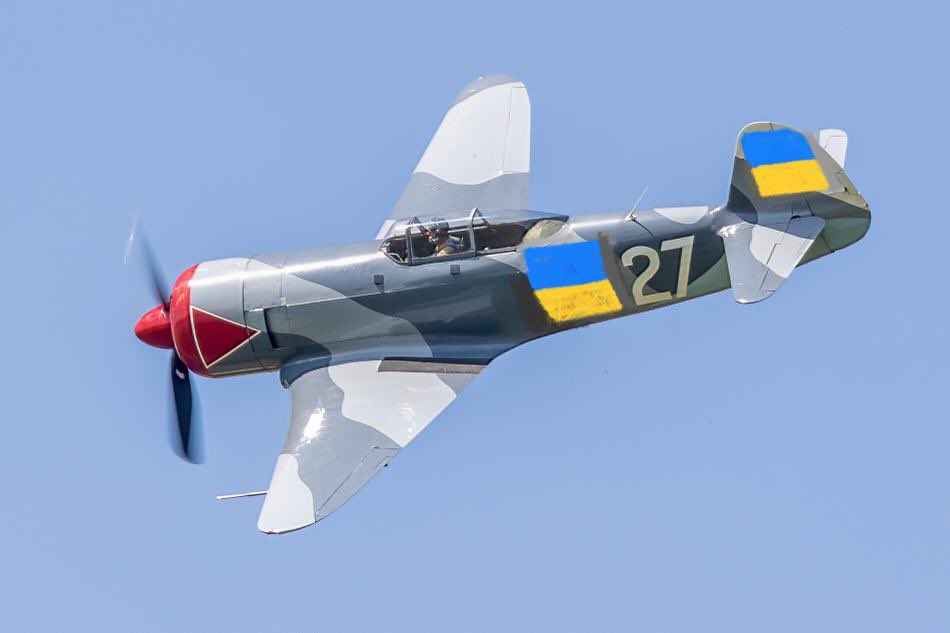 BobdavyDavy's tweet photo. As a show of support to the people of Ukraine I am overpainting the red stars on my Yak-3 with the Ukrainian national flag. Here s how it will look https://t.co/x7rPl5tNJX