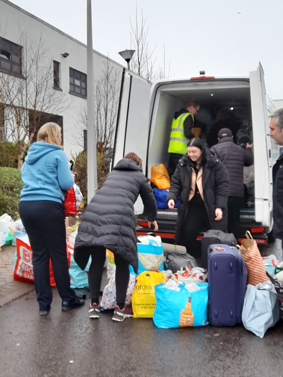MhsDyw's tweet photo. MHS donations have left the school and are going to be loaded on to Peacock Salt's 28 Tonne lorry ready for the trip to Poland. We wish the lorry drivers a safe journey! https://t.co/5XnaBcm4E3