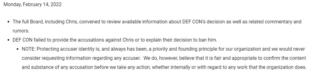 <a href="/InnocentOrg/">The Innocent Lives Foundation</a> Sounds nice, but these two statements are diametrically opposed to each other. Providing the abuser with details of the accusations provides them with information on which victim*S* came forward.
