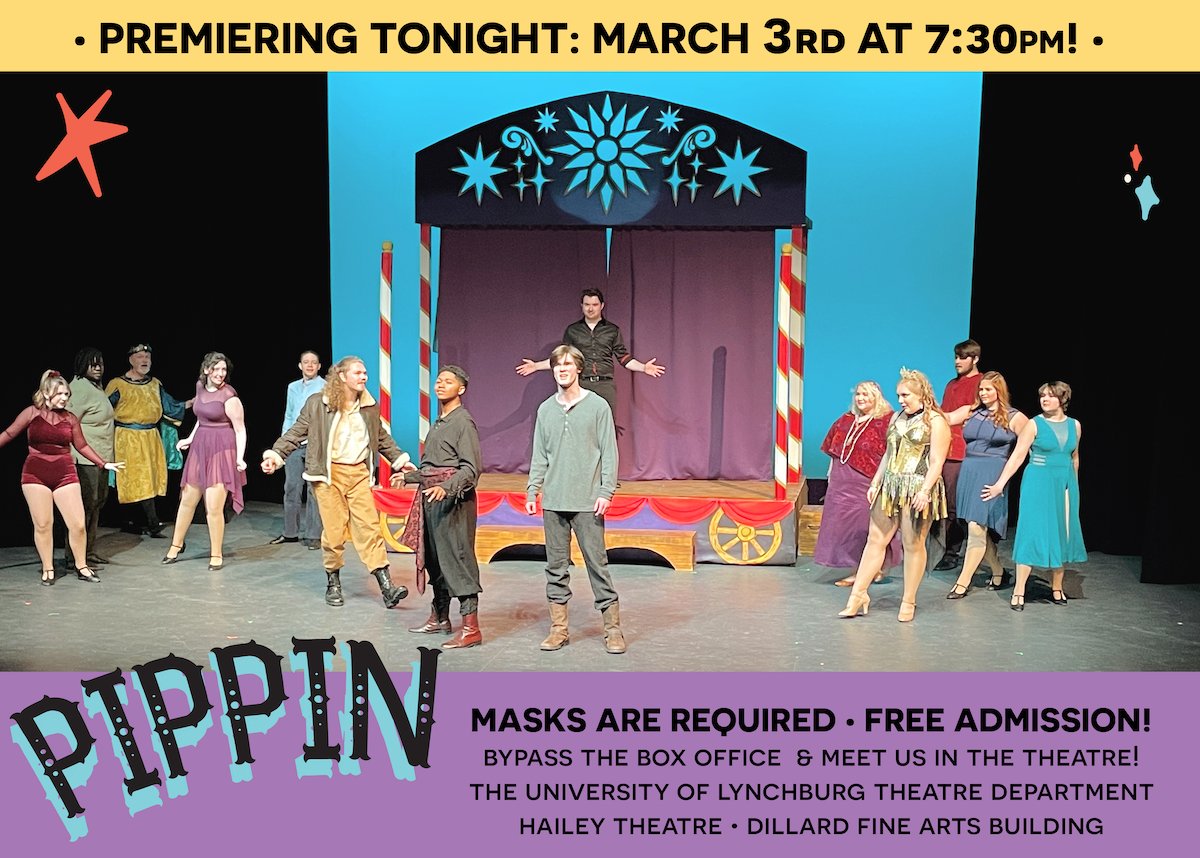 ULtheatredept's tweet photo. UL Theatre Dept Presents PIPPIN! Premiering TONIGHT at 7:30p EST! @lynchburg @ulparentsfamily @LynchburgSGA https://t.co/GOFpjOUFJZ