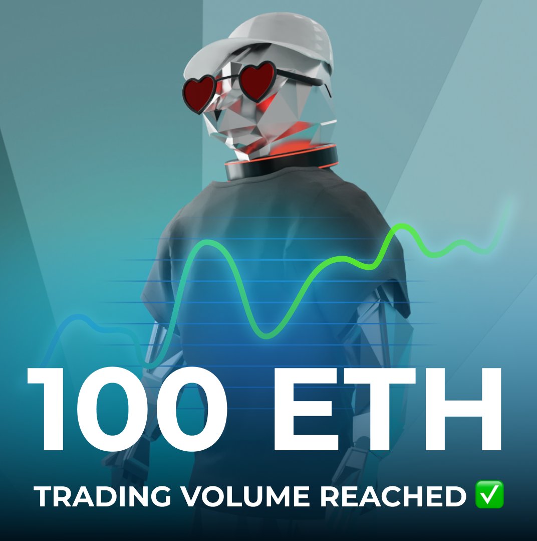 **100ETH TRADING VOLUME REACHED** 📈📈 Great News! We've just reached 100ETH trading volume on the Opensea and we are in the process of getting our collection verified! 🤩 Who is excited? 🔥🔥 #cybernites #3dart